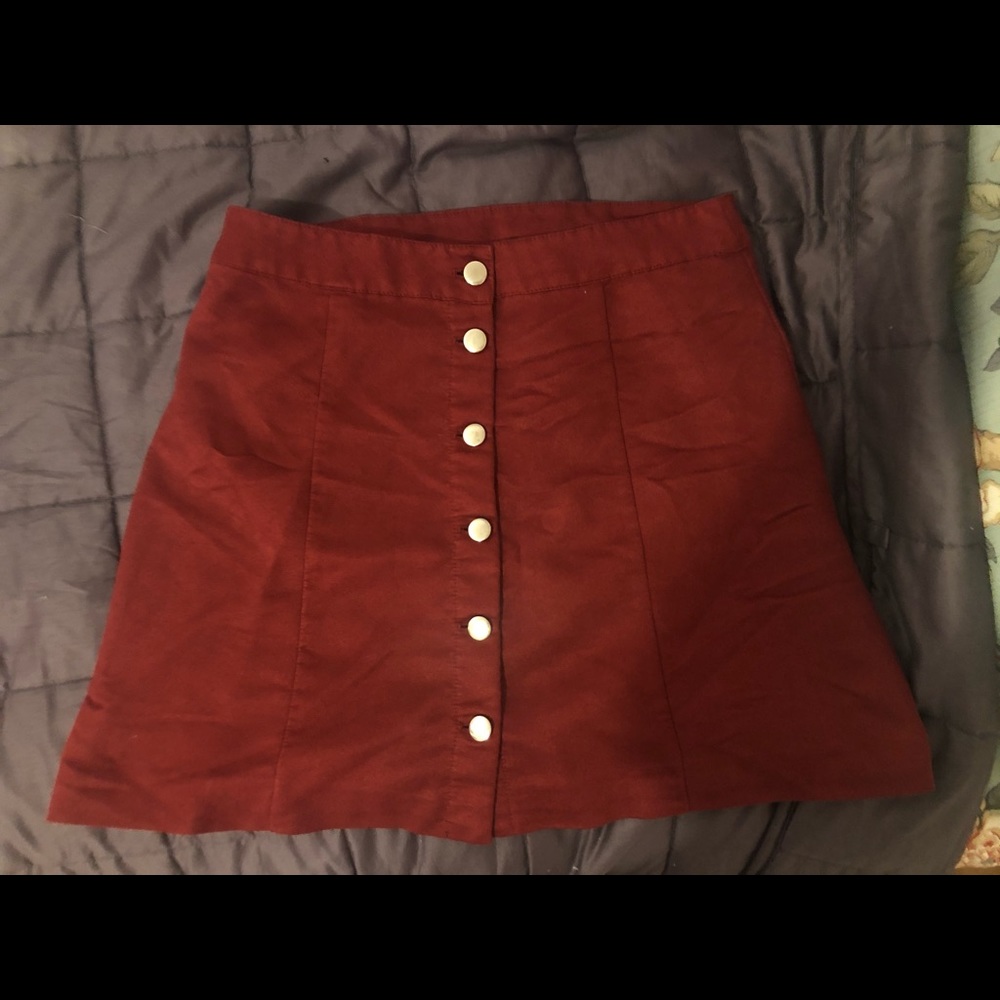 Button Up Velvet Skirt